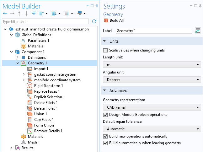 The Settings window for the Geometry node.