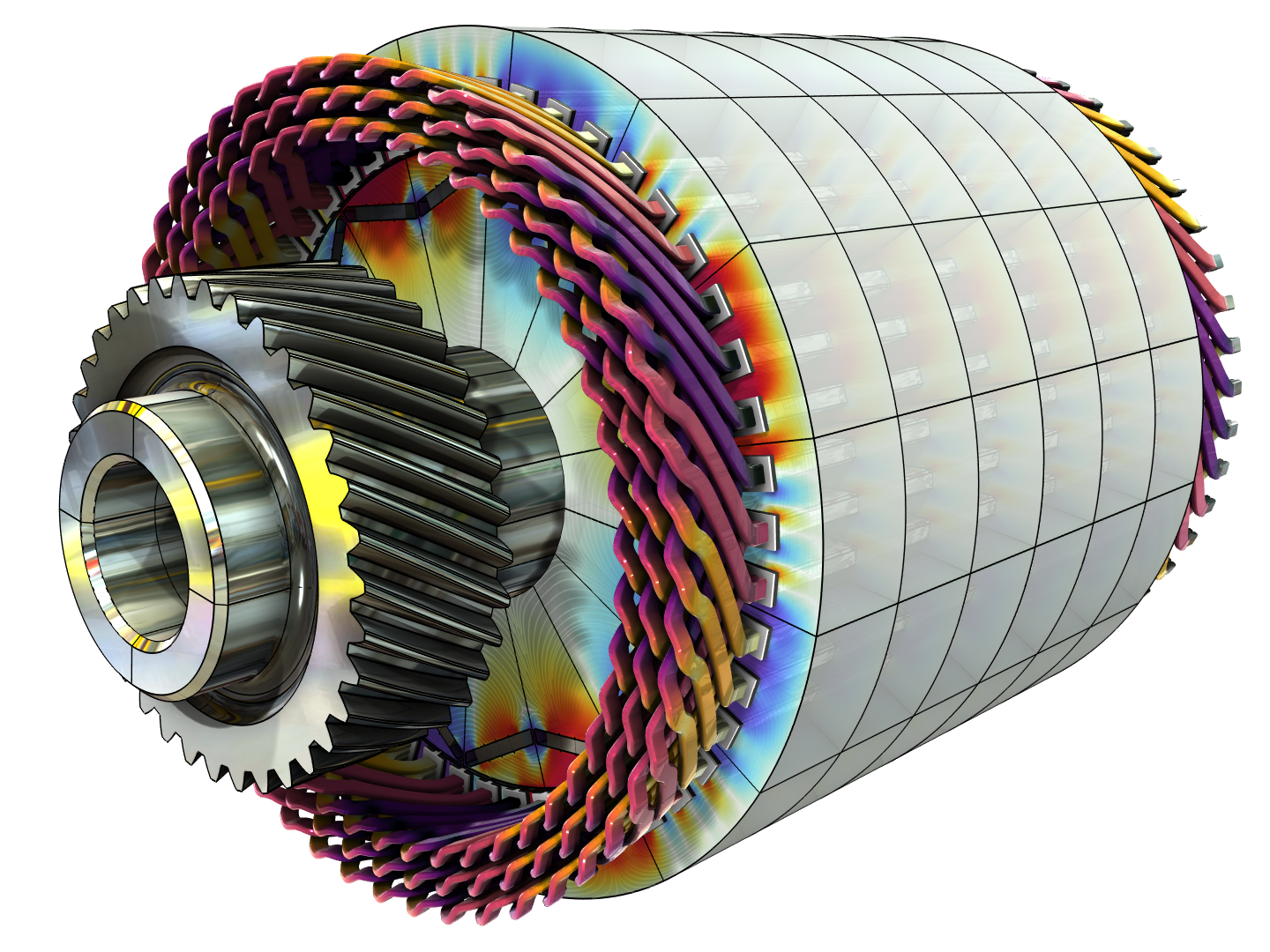 Représentation d'un moteur électrique simulé.