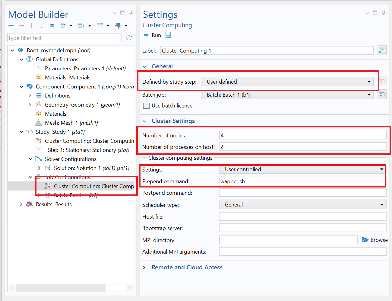 Cluster Computing node with wrapper script